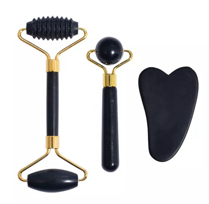 Con lăn Jade Facial Jade ba mảnh cá nhân với Guasha