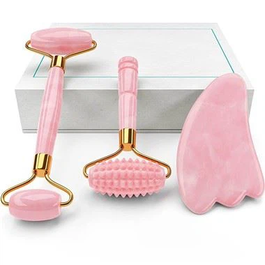 4- trong -1 Rose Quartz Jade Roller và Gua Sha Set