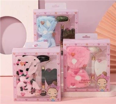 Bộ bánh lăn bằng headband nhung nhung san hô với hộp quà tặng
