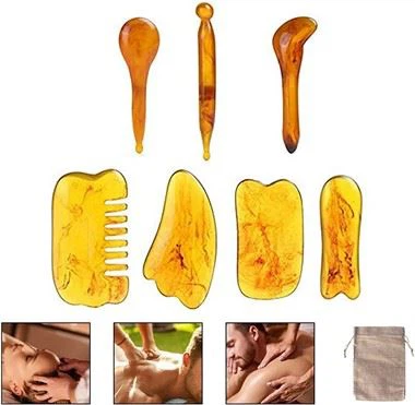 Nhựa Amber Gua Sha Facial Tools