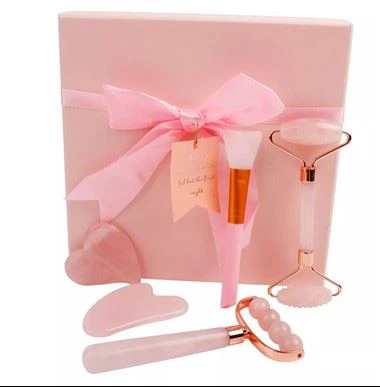Rose Quartz Face Massage Jade Roller và Gua Sha Sets